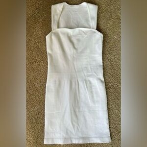 OQQ White Ribbed Sleeveless Dress